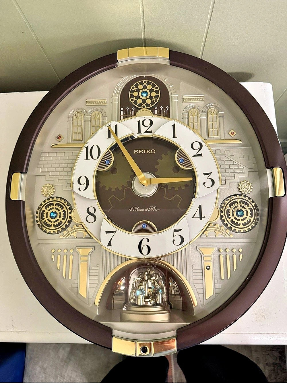Seiko Melodies in Motion Wall Clock Brown & Gold - LIKE NEW - WORKS
